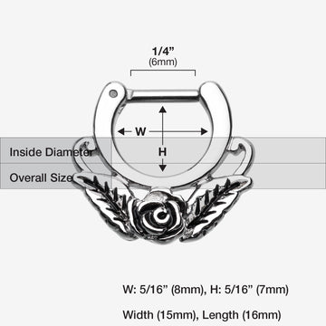 Detail View 1 of Rose Blossom Icon Septum Clicker-Steel